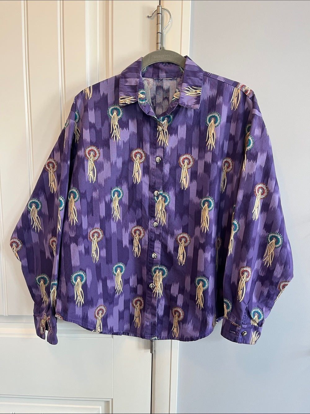 Purple Patterned Western Shirt M